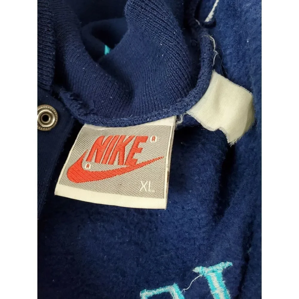 VTG Nike Rugby Union 1987 Snap Button‎ Varsity Bomber Jacket Blue XL LS HN